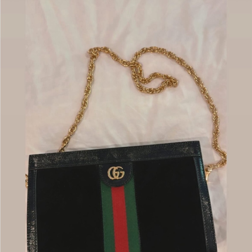 Gucci Black Shoulder Bag with Gold Chain